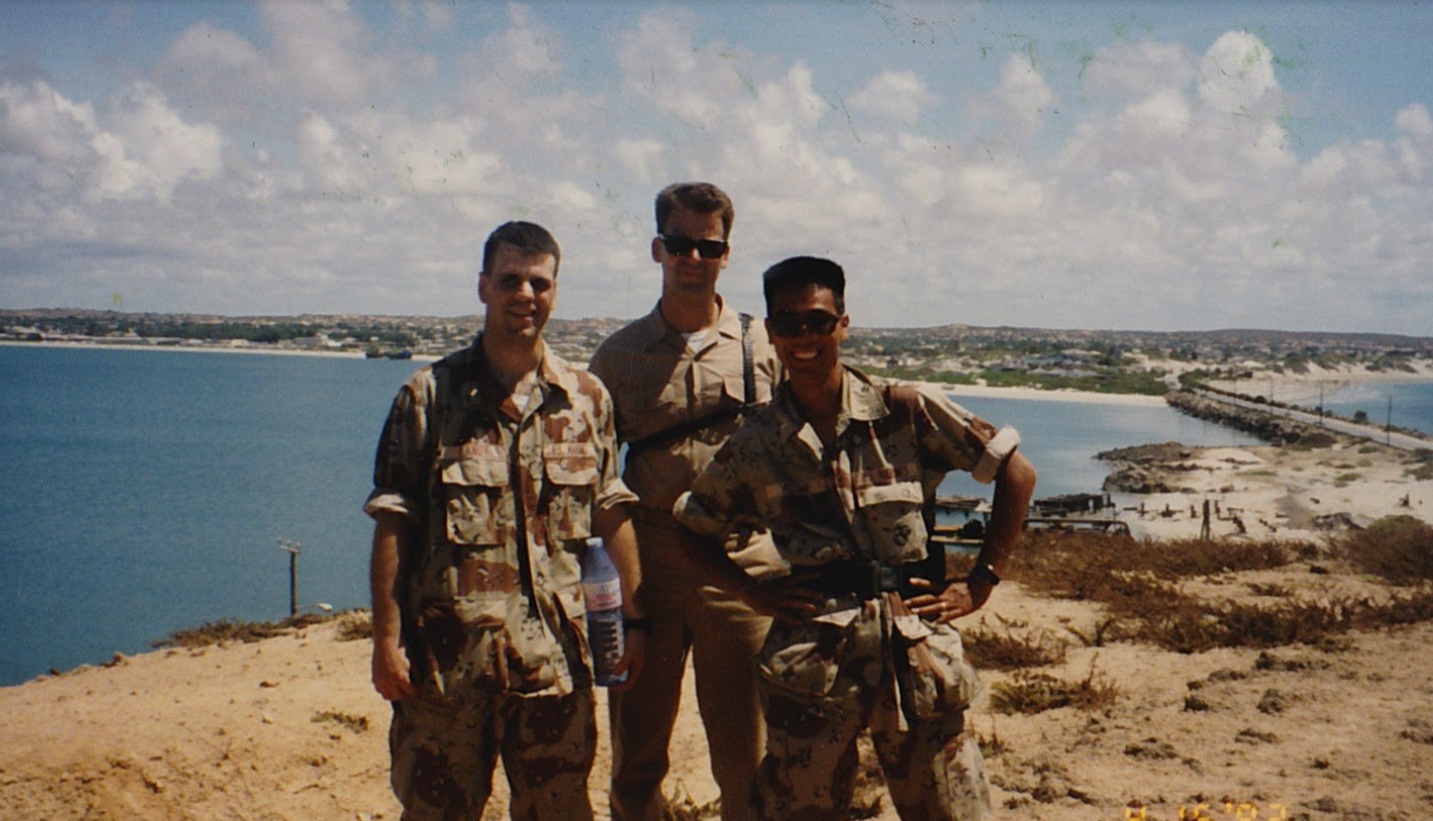 With fellow servicemembers during Somalia deployment